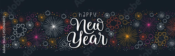 Obraz Fun hand drawn doodle fireworks, seamless pattern, great for textiles, wrapping, banner, wallpapers - vector design