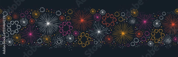 Obraz Fun hand drawn doodle fireworks, seamless pattern, great for textiles, wrapping, banner, wallpapers - vector design