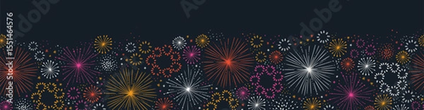 Obraz Fun hand drawn doodle fireworks, seamless pattern, great for textiles, wrapping, banner, wallpapers - vector design