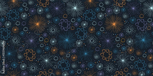 Obraz Fun hand drawn doodle fireworks, seamless pattern, great for textiles, wrapping, banner, wallpapers - vector design
