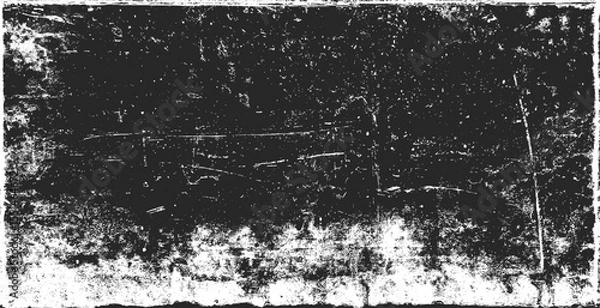 Fototapeta Texture of old surface on black background with white scratches. Worn, torn, weathered effect. Distressed black texture.Vector illustration, EPS 10.