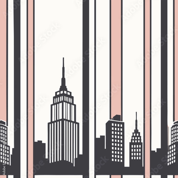 Obraz Minimalist new york city skyline vector illustration with elegant geometric pattern design backdrop