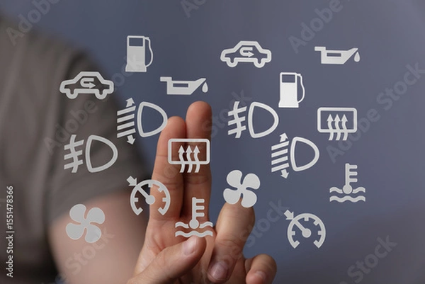 Fototapeta Learn to identify and understand common car warning lights.  Prevent costly repairs with this helpful guide.