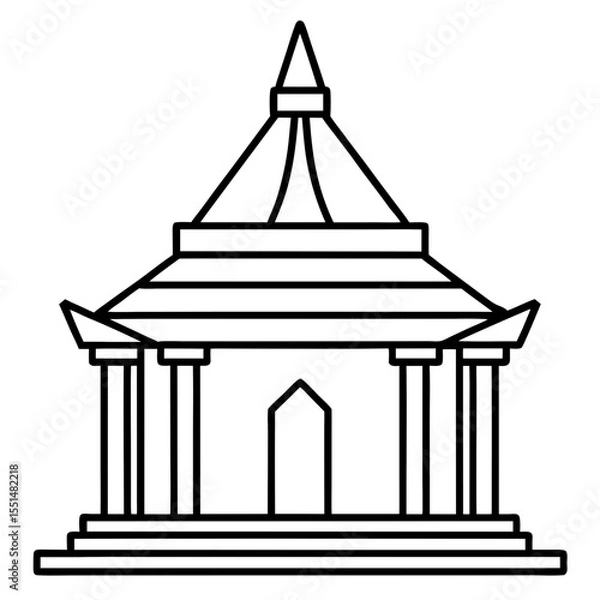 Fototapeta Minimal Temple Outline Vector