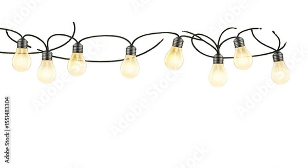 Fototapeta Warm Edison Bulb String Lights On Black