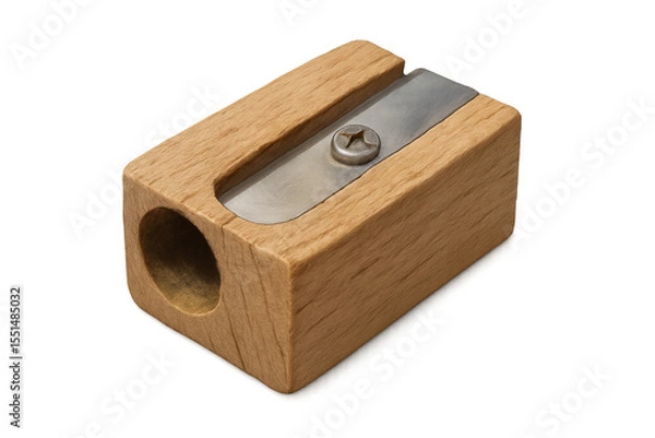 Fototapeta Wooden pencil sharpener on transparent background, perfect for creative projects