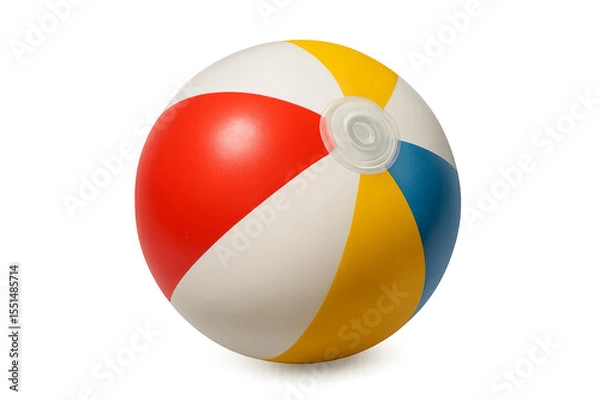 Fototapeta Colorful beach ball inflated and ready for summer fun on transparent background