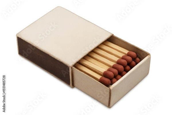 Fototapeta Open matchbox with matches on transparent background