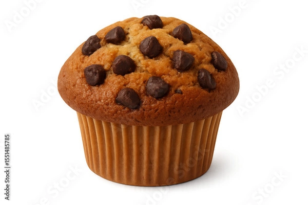 Fototapeta Delicious chocolate chip muffin isolated on transparent background