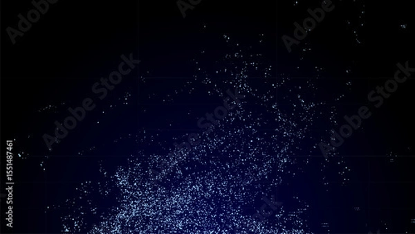Obraz Vector abstract vortex particles background. Dynamic blue wave moving in explosion. Wormhole shimmering star dust.