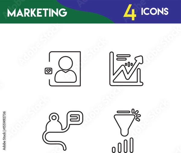 Fototapeta Creative Marketing Icons Collection in Modern Vector Style. High-Quality Vector Marketing Icons for Strategy and Analytics.