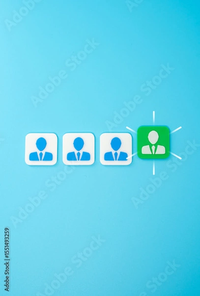 Fototapeta The best candidate for the job. Promotion at work. Employee recognition. Talent acquisition, HR decisions, workplace motivation, and corporate development strategies.