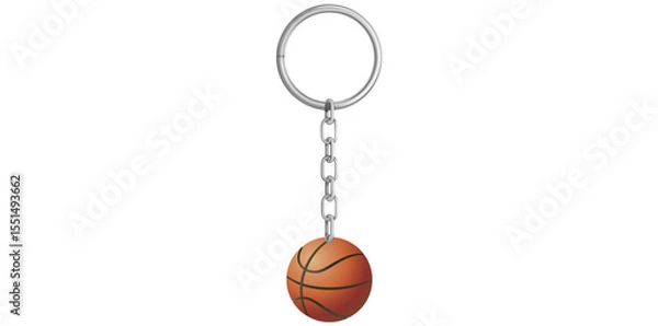 Fototapeta Realistic Key Chain With Basketball Vector Illustration.	