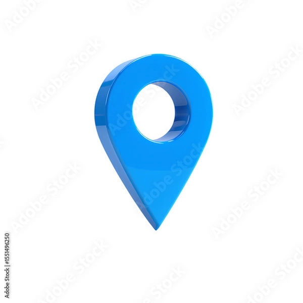 Obraz 3d blue location map pin pointer icon isolated on transparent  Png.