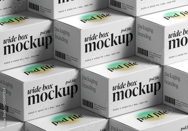 Obraz Isometric Stacked Boxes Packaging Mockup Set