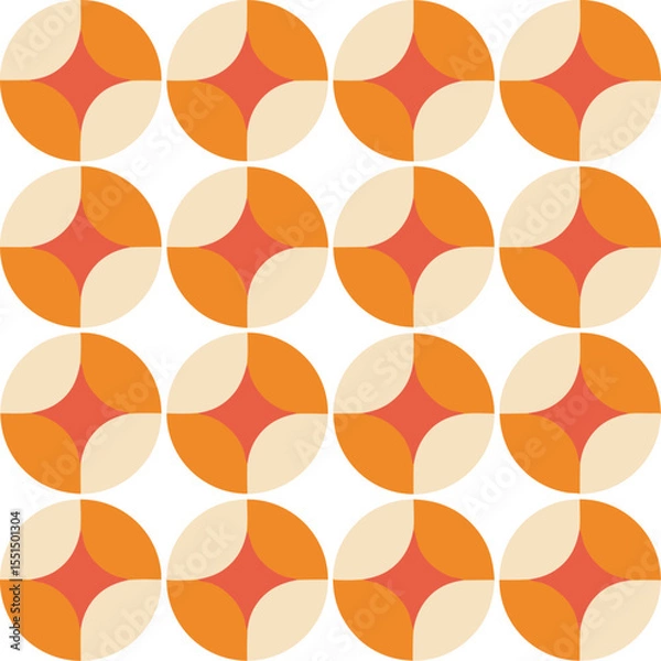 Fototapeta Vector geometric seamless pattern with semicircles. Abstract minimalistic background.