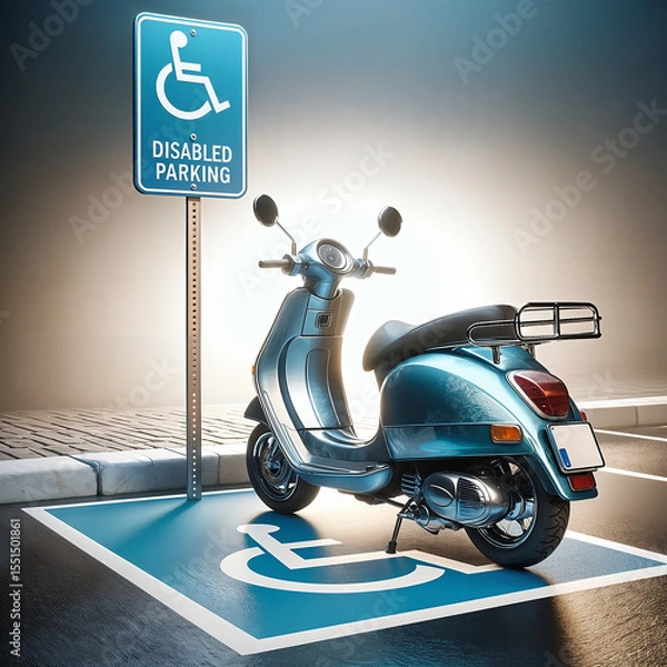 Fototapeta A scooter parked in a designated accessible parking space
