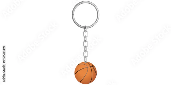 Fototapeta Realistic Key Chain With Basketball Vector Illustration.	