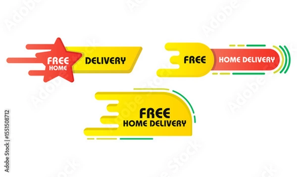 Obraz Free Home delivery label badges collection flat vector design, Free Home Delivery Package, free delivery icons