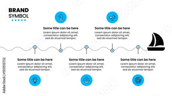Obraz Infographic template. Boat with line and 5 steps