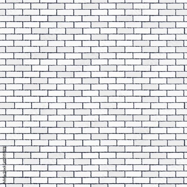 Fototapeta White seamless brick wall, pattern stonework background