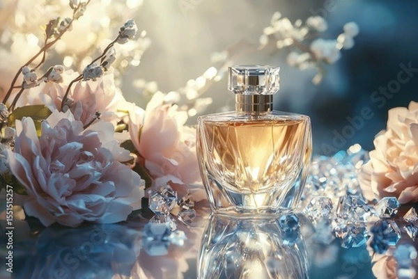 Obraz Elegant fragrance bottle displayed at a spa retreat gigapixel-standard quality serene environment captivating viewpoint