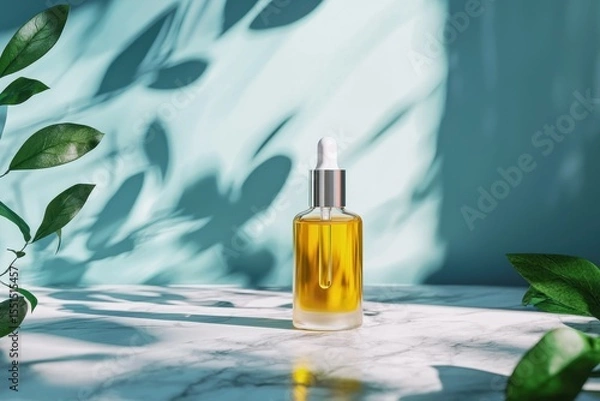 Obraz Elegant facial oil bottle showcase on marble surface gigapixel quality captivating beauty product display in minimalist environment