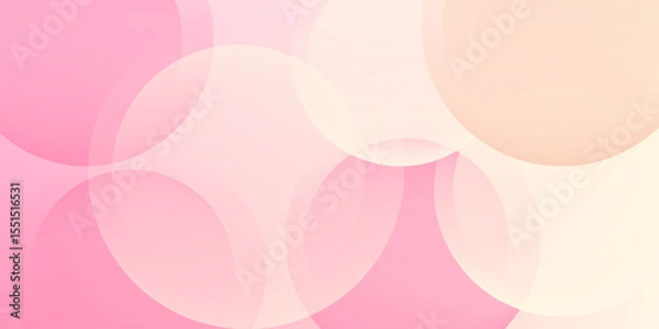 Fototapeta Minimalist banner background, pastel colorful, pink and yellow gradations. Circle effect style geometric, abstract background. Eps 10.
