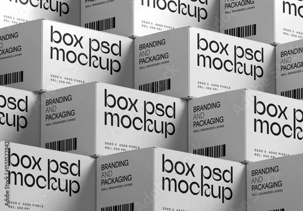 Obraz Isometric Stacked Boxes Packaging Mockup Set