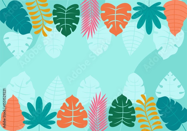 Fototapeta Background with color exotic leaves, flowers. Nature concept design.
