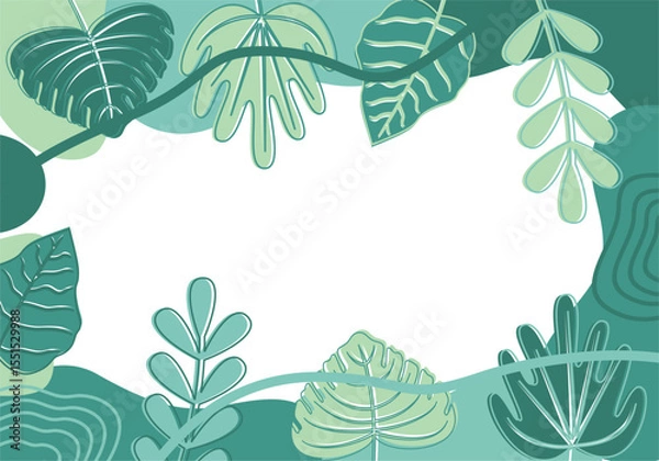 Fototapeta Abstract flower and leave background Vector design border beautiful frame