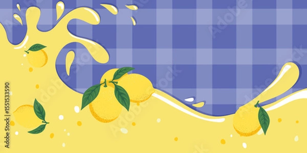 Fototapeta Background concept of lemonade, splashes of lemonade on the background in a cage. Vector EPS10