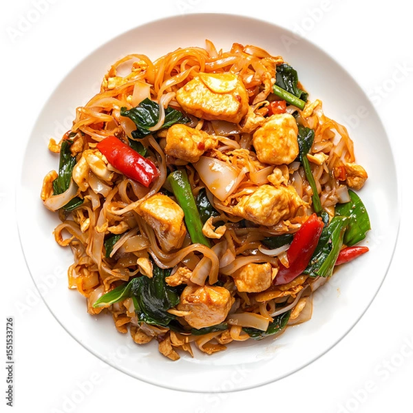 Fototapeta Scrumptious Pad Thai A Culinary Delight isolated on transparent background
