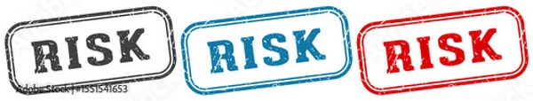 Fototapeta risk stamp. risk rectangular stamp set isolated on white background