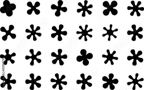 Fototapeta Brutalist abstract geometric shapes and grids vector silhouette illustration set