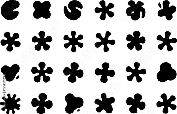 Fototapeta Brutalist abstract geometric shapes and grids vector silhouette illustration set