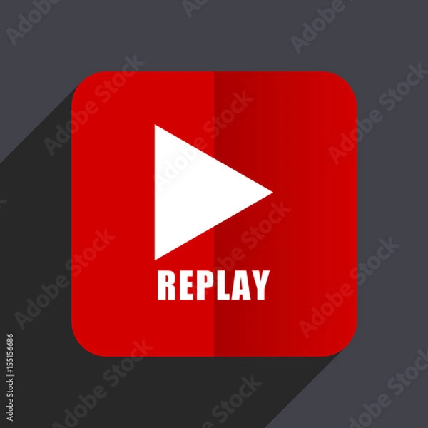 Obraz Replay flat design web vector red icon