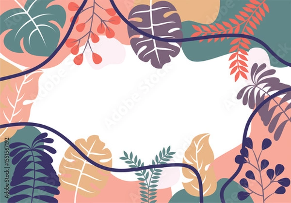 Fototapeta Colorful Floral Print Background Flat Abstract