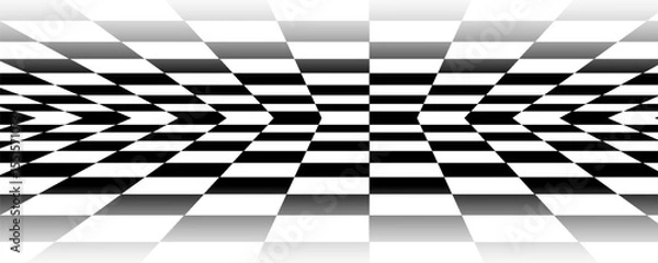 Fototapeta Chess perspective floor background. Black and white chessboard perspective floor texture. Checker board pattern surface. Fading away vanishing checkerboard background. Abstract vector illustration.