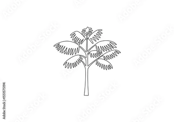 Fototapeta Khajur tree drawing. It is a vector sketch line art drawing of a date palm tree, with hanging fronds, representing desert or tropical environments. Vector sketch line art draw.