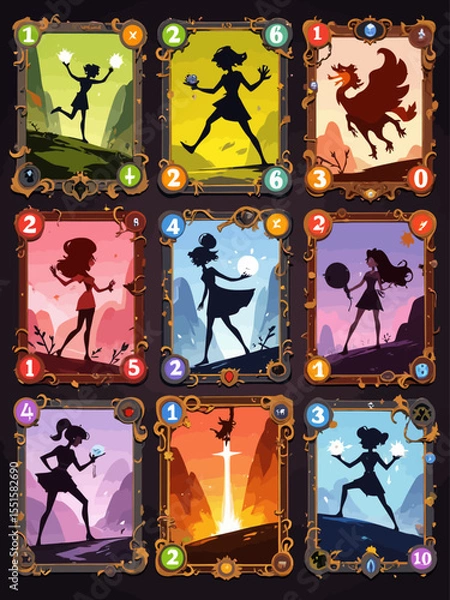 Obraz Different levels player cards, editable vector illustration