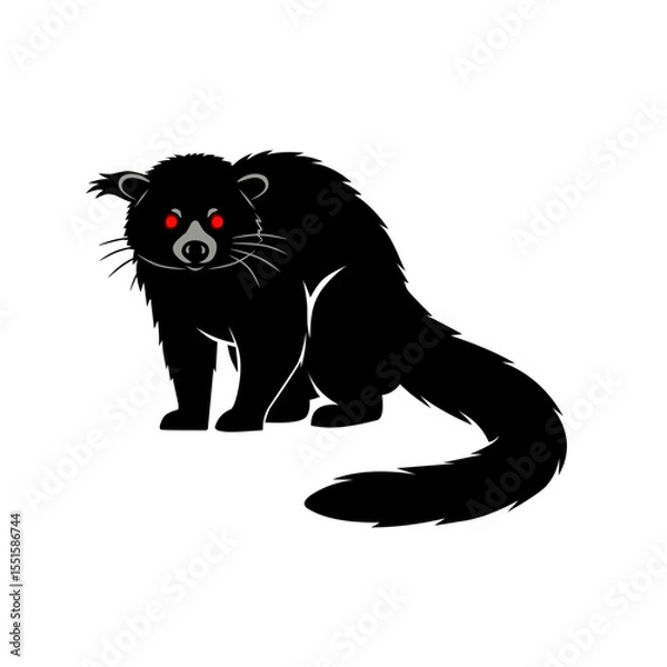 Obraz Fierce Binturong Vector Art with Red Eyes – Exotic Wildlife Illustration