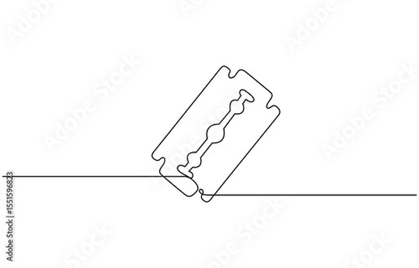 Fototapeta Razor blade continuous one line art drawing, continuous single drawn one line razor, Razor hand drawn picture silhouette line art cutting blade razor vector illustration.