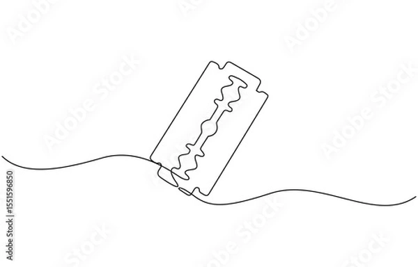 Fototapeta Razor blade continuous one line art drawing, continuous single drawn one line razor, Razor hand drawn picture silhouette line art cutting blade razor vector illustration.