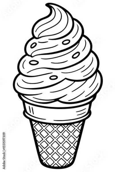 Fototapeta A delicious, sweet ice cream cone vector, isolated with scoops of vanilla and chocolate, perfect for summer refreshment