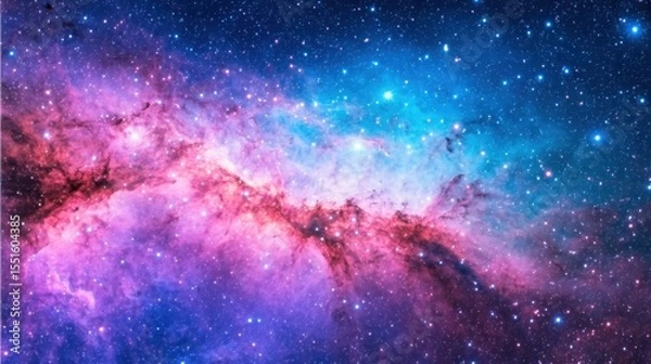 Obraz Large colorful nebula with swirling gases and numerous stars in the background of deep space