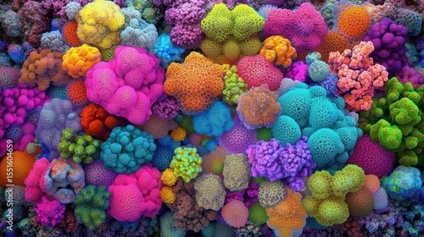 Obraz Large group of colorful corals with chaotic fantasy fractal pattern abstract design