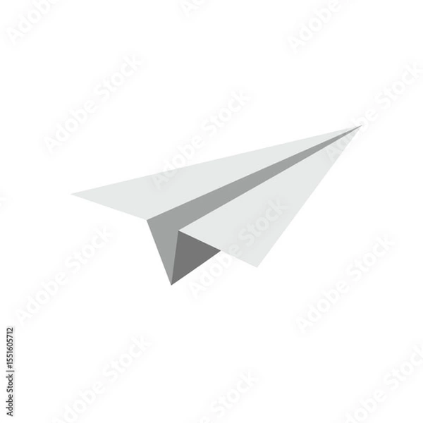 Fototapeta Origami-Style Paper Airplane with Sharp Angles and Subtle Gray Shading.