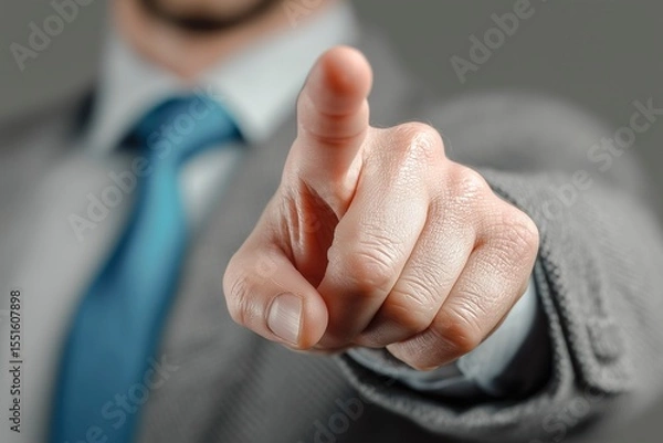 Obraz Businessman Pointing Finger Towards Camera. Command or Blame Concept with Pointing Hand.