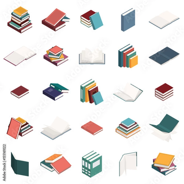 Fototapeta Book icons set in isometric style for any design